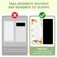 Bloc de Notas Magnético para Refrigerador con Diseño de Gato y Flores, Bloc de Lista de Compras, Bloc de Notas para Refrigerador, Regalo para Cocina