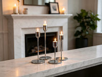 Porte-bougie conique en métal argenté |   Ensemble individuel ou personnalisé |   Plusieurs hauteurs |   Décoration de mariage et de la maison