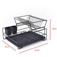 Égouttoir à vaisselle de cuisine à 2 niveaux détachable avec support pour baguettes et plateau de drainage pour bols, assiettes et ustensiles de cuisine