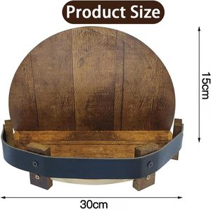 Mensola a <span class=keywords><strong>Botte</strong></span> in Legno, Espositore Rotondo da Parete per Bottiglie di Vino e Liquori, Scaffale <span class=keywords><strong>Portabottiglie</strong></span> Robusto per Cucina - Product Image 2