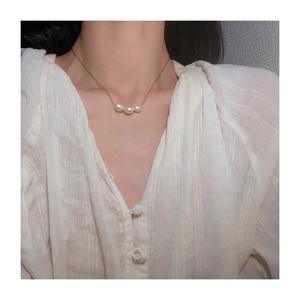 Elegante Collar de Perlas de Agua Dulce Barrocas con Baño de Oro de 14K, Estilo Simple, Exquisita Cadena para Clavícula - Product Image 2