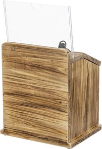 定制木质建议箱，带锁和钥匙，可悬挂，带透明亚克力标牌支架，可壁挂式安装 - Product Image 2