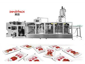 Machine d'emballage automatique HFFS haute précision 80 bpm pour sachets stand-up de pâte de tomate/sauce, sacs plastique/papier – Modèle économique - Product Image 1