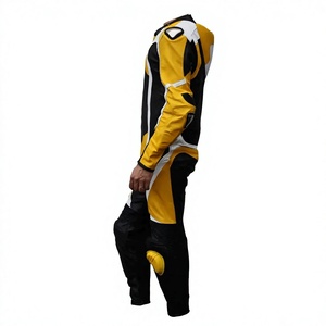 <b>Men</b> Full Sleeve Motorcycle Racing <b>Jacket</b> Yellow <b>Black</b> White Color Blocked Windproof All Seasons Wear - Product Image 5