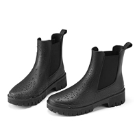 Bottes de pluie Chelsea YL-2617 noires imperméables en PVC antidérapantes pour femmes, vente en gros