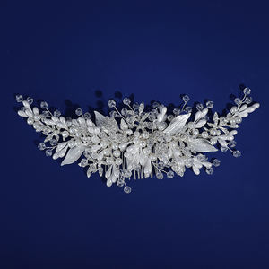 Moda perline fatte a mano in cristallo foglia di metallo accessori per copricapo da sposa pettine laterale per feste da ballo - Product Image 2