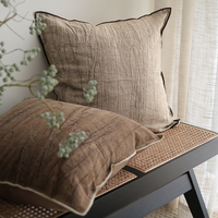 Housse de coussin moderne vintage en lin et coton pour canapé, taie d'oreiller de luxe texturée pour salon, décoration intérieure, fournitures pour hôtels