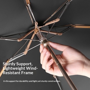 Parapluie Mini Portable Pliant 6 Baleines en Caoutchouc Doré avec Protection UV 50% et Logo - Product Image 2