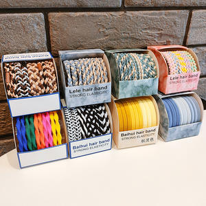 2022 nouvelle bande de caoutchouc pour femmes, attache élastique, filet, cercle de cheveux rouge, corde de cheveux tressée - Product Image 3