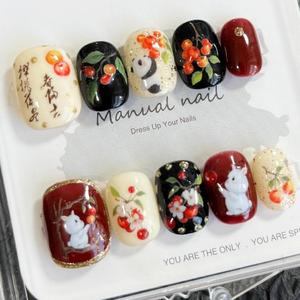 2025 últimos productos verano acrílico Gel diamante 3D flores Nail Art manicura corto redondo hecho a mano Prensa en <span class=keywords><strong>uñas</strong></span> regalos para <span class=keywords><strong>niñas</strong></span> - Product Image 2