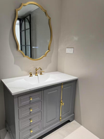 Comptoir de salle de bain moderne en pierre frittée grande taille avec miroir intelligent pour projets hôteliers et d'appartements – Étanche et durable