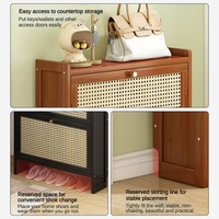 Meuble de rangement à chaussures en bambou moderne, design luxueux, prix abordable, fin, avec tiroirs, couleur bois clair, pour l'entrée