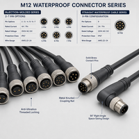 Connecteurs de câblage M12 XLR mâle/femelle à 2, 3, 4, 5, 6, 7, 8, 9 broches, étanches IP67/IP68, pour faisceaux de câbles et applications aviation circulaires