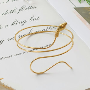 Gold Plated Spiral Twisted <b>Cuff</b> Bracelets With Turquoise Stone Women's Bohemia Style Statement <b>Arm</b> Jewelry - Product Image 5