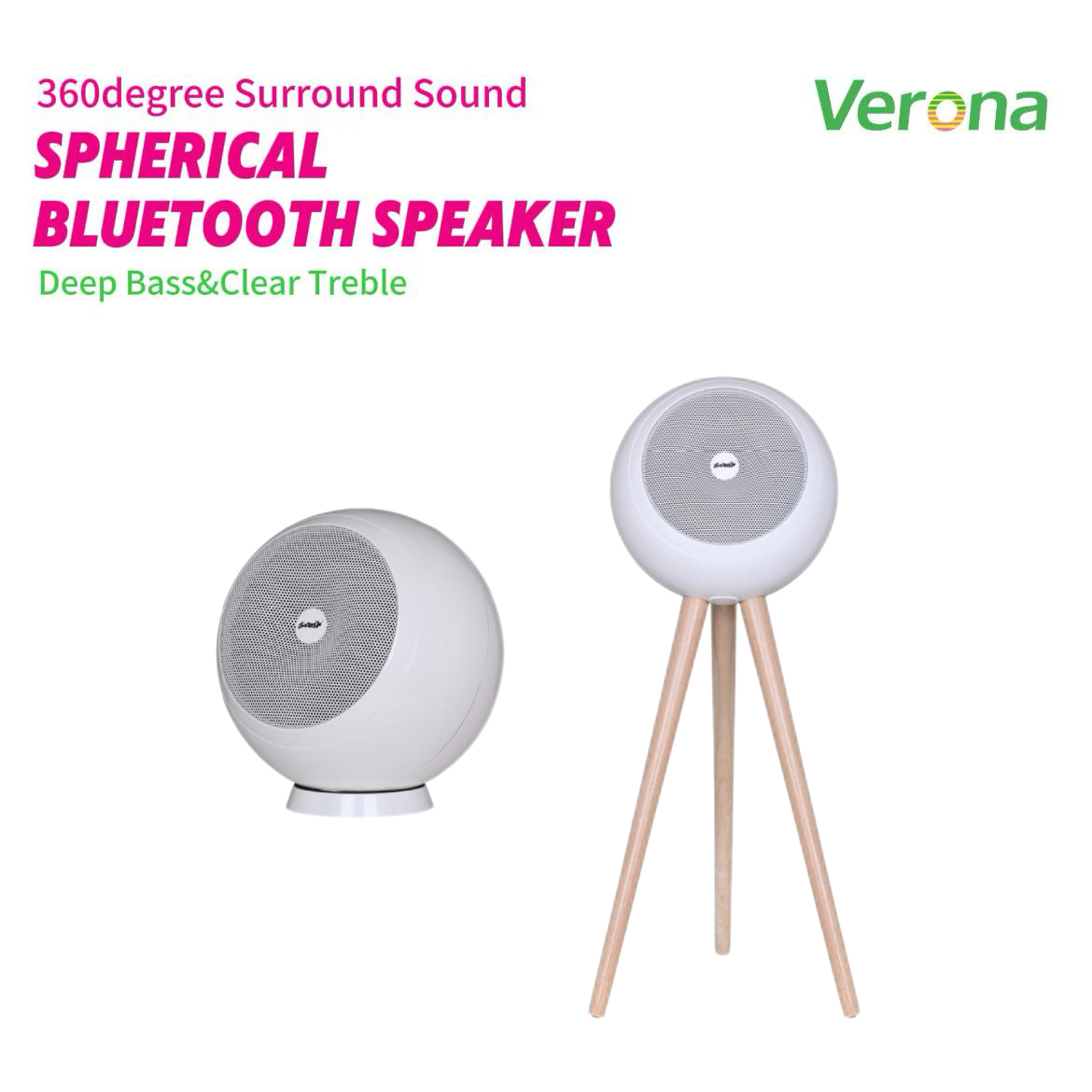 Decorative Active RGB Round for Speaker with Plastic Tripod Base for Wireless Home Audio in Living Room & Bedroom · image 1