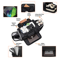Sac de voyage en cuir PU personnalisé pour homme, sac de week-end, sac de transport pour la nuit avec compartiment à chaussures et attache pour bagage