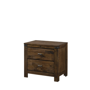 Rustic Brown Two Drawer Nightstand Solid Wood Bedroom Furniture <b>Storage</b> Drawers <b>End</b> <b>Table</b> - Product Image 2