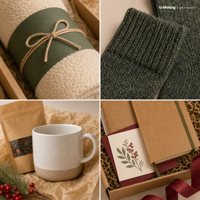 Kit de Confort Personnalisé pour l'Hiver : Couverture, Tasse, Chaussettes, Thé, Carnet, Carte, et Envoi d'Entreprise pour la Reconnaissance des Employés