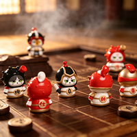 Chinesische Schachkatzen-Figur Blind Box – Niedliche Sammlerfigur, Kunstspielzeug, Strategiespiel, Desktop-Dekoration für Hobbygeschenke