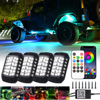 Alta calidad impermeable 8 en 1 y 4 en 1 RGB Rock Light chasis luz ambiental APP + Control remoto para todoterreno barco ATV