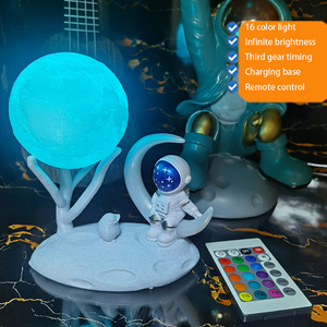 Lámpara Nocturna LED de Astronauta y Luna, Decoración para el Hogar, Adornos de Resina de Astronauta, Lámpara de Noche Recargable con Atenuación Gradual, Decoración para el Hogar - Product Image 6