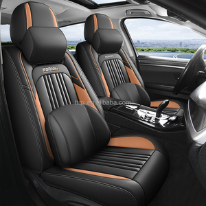 Siyah-Turuncu Lüks Nappa Deri Araba Koltuk Kılıfları Honda Accord <span class=keywords><strong>Hyundai</strong></span> Elantra Toyota Camry Sedan Arabalar İçin Evrensel Uyumlu - Product Image 2