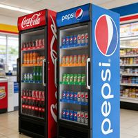 Réfrigérateur commercial vertical en acier inoxydable avec porte vitrée pour boissons, avec refroidissement par compresseur
