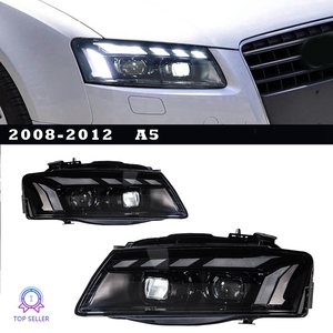 Feux avant pour Audi A5 2008-2011, ensemble de phares LED, mise à niveau style RS5, DRL, clignotants séquentiels, lentille de projecteur, phare - Product Image 1