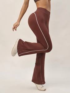 Lulu Custom Damen High-Waist Yoga-Hose aus Spandex/Nylon mit einfarbigem Seitenstreifen, ausgestellten Beinen und voller Länge – Weite Yoga-Leggings - Product Image 2