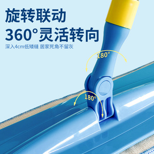Mopa giratoria, mopa de doble uso húmeda y seca, cabezal de mopa absorbente, mopa plana para una limpieza profunda, mopa plana para limpieza del hogar - Product Image 4