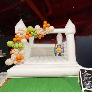 Trampoline gonflable Moonwalk Saut Château gonflable Ligne de saut PVC <span class=keywords><strong>Blanc</strong></span> Maison de rebond de mariage avec toboggan - Product Image 1