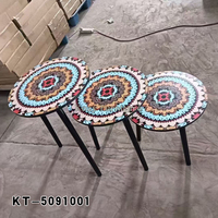 Fabricant de meubles de salon modernes pour maison Table d'appoint avec cadre en métal et dessus en bois Table de café et de thé