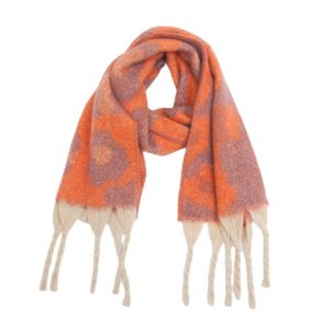 Bufanda de punto circular de invierno, chal jacquard grueso con flecos - Product Image 1