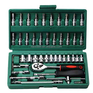 46-Pieces 1/4 Inch Drive <b>Socket</b> Ratchet Wrench Set Metric Bit <b>Socket</b> Extension Bar Hand Tools Case Pack Auto Repair Garden Use - Product Image 6