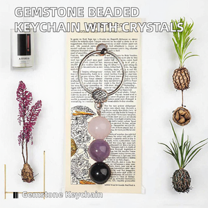 Porte-clés personnalisé fait main en pierres précieuses naturelles, agate, améthyste, œil de tigre, cristal de guérison, bijou d'amitié, cadeau - Product Image 1