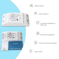 TUYA Smart Home Wifi Switch Télécommande sans fil Interrupteur de minuterie de lumière Modules de bricolage via Ewelink APP Fonctionne avec Alexa