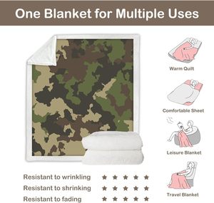 Quân đội kaki Camo lông cừu ném chăn cho trẻ em trai mềm quân đội ngụy trang Sherpa Chăn cho Ghế Ghế, ném - Product Image 5