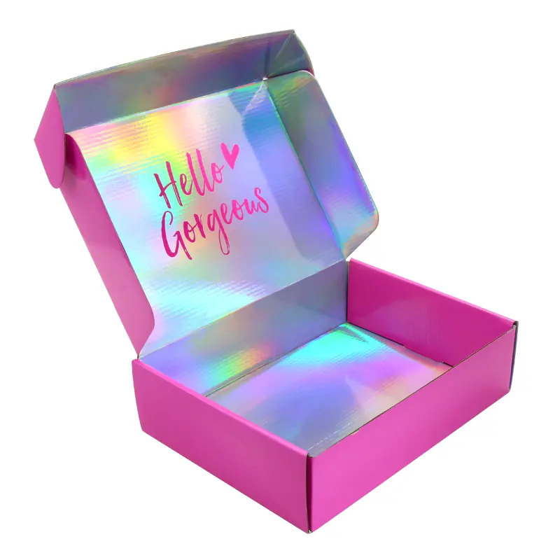 Benutzer definierter Druck Beliebte Hologramm papier Holo graphic Mailing Verpackungs boxen Benutzer definiertes Logo Irisierende holo graphische Mailer Versand boxen