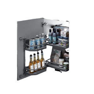 Cesta de Almacenamiento para Gabinete de Cocina Unihopper, en Forma de L, Hierro Cromado, Cajones Multicapa, Estilo Moderno Minimalista - Product Image 4