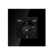 Norme européenne 82*82mm 5V 2A USB et type-c ou double USB panneau de verre trempé prises murales prise de courant murale pour la maison hôtels