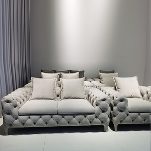 Canapé en cuir blanc de style américain haut de gamme pour boîte de nuit, ensemble de canapés décontractés en velours - Product Image 4