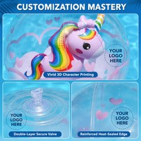 Ballon de plage gonflable 3D en PVC transparent, jouet aquatique avec forme animale intérieure (Licorne, Sirène), articles promotionnels d'été