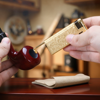 Briquet à gaz portable JIFENG JF-121 au design classique en métal gaufré, rechargeable pour pipe à tabac, utilisation en extérieur