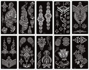 XMASIR, 22 hojas, Kit de plantilla de tatuaje de Henna de plástico, 50 Uds., pegatina de aerógrafo brillante, <span class=keywords><strong>tatuajes</strong></span> <span class=keywords><strong>temporales</strong></span> de Henna negros árabes indios - Product Image 3