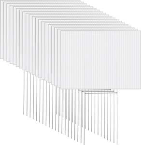 Segni di giardino in bianco di dimensioni doppie all'aperto con paletti alla rinfusa foglio di plastica ondulato prato segni - Product Image 1
