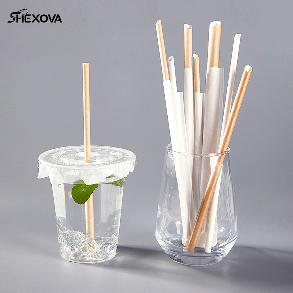 Customizable Logo Eco-Friendly Disposable Kraft Paper Straw Food Grade Colorful Drinking Paper Straws for Parties