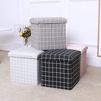 30*30*30cm Usine Design Personnalisé Motif Imprimé Rayé à Carreaux Salon Tissu de Luxe Usage Domestique Banc de Rangement Tabouret