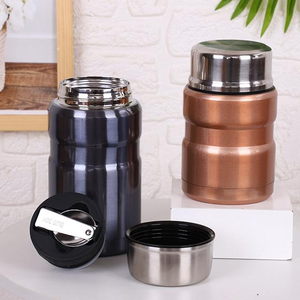 500ml <b>Double</b> <b>Wall</b> Stainless Steel Food Warmer Food Jar Insulated Vacuum Vaccum Food Flask Lunch <b>Box</b> with Spoon Ripple Paper Cup - Product Image 4