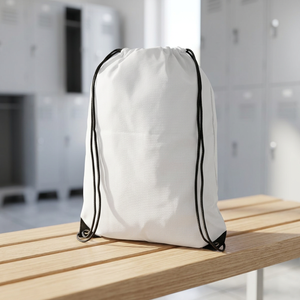 Borsa sportiva bianca con coulisse e tracolla in corda nera - Product Image 2