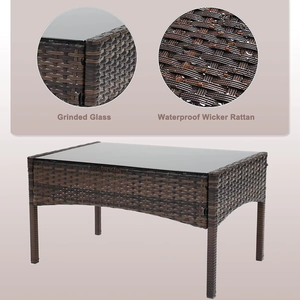 Balcão exterior moderno da mobília luxuosa Projeto simples da cadeira pequena ajustada de três partes do Rattan da tabela para a aplicação do pátio ou do Gym - Product Image 5